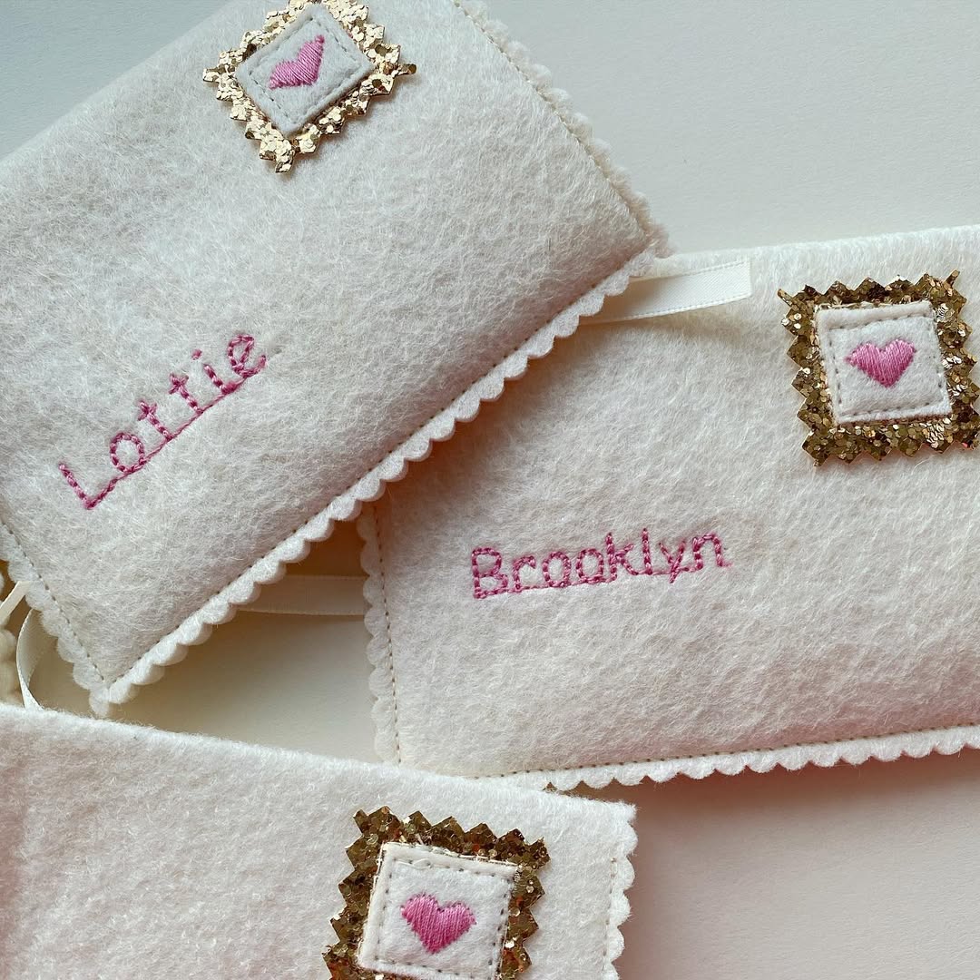 Personalised embroidered handmade valentines envelope love letter