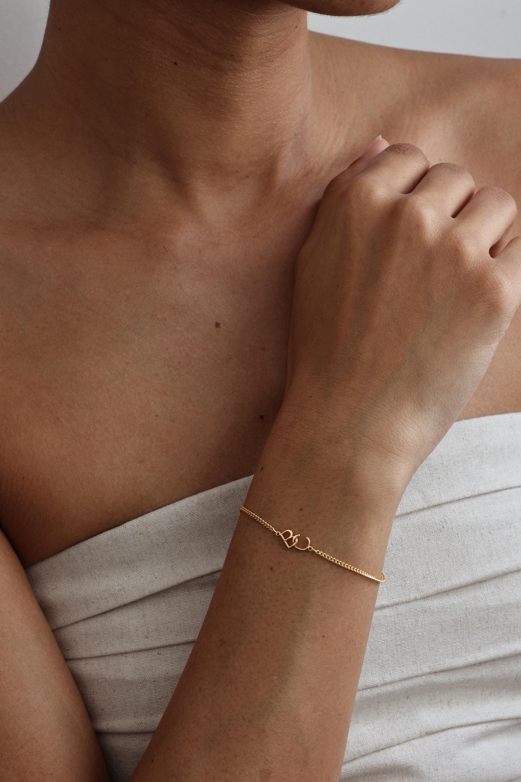 Personalized Two Initial Charm With Curb Chain