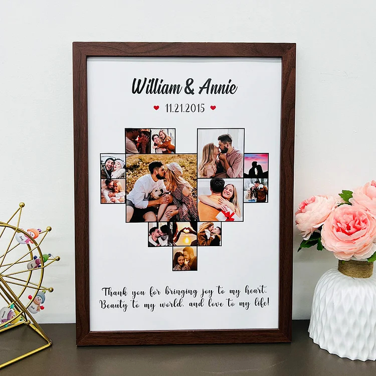 Custom Heart Photo Frame, Heart Love Collage Anniversary Gift