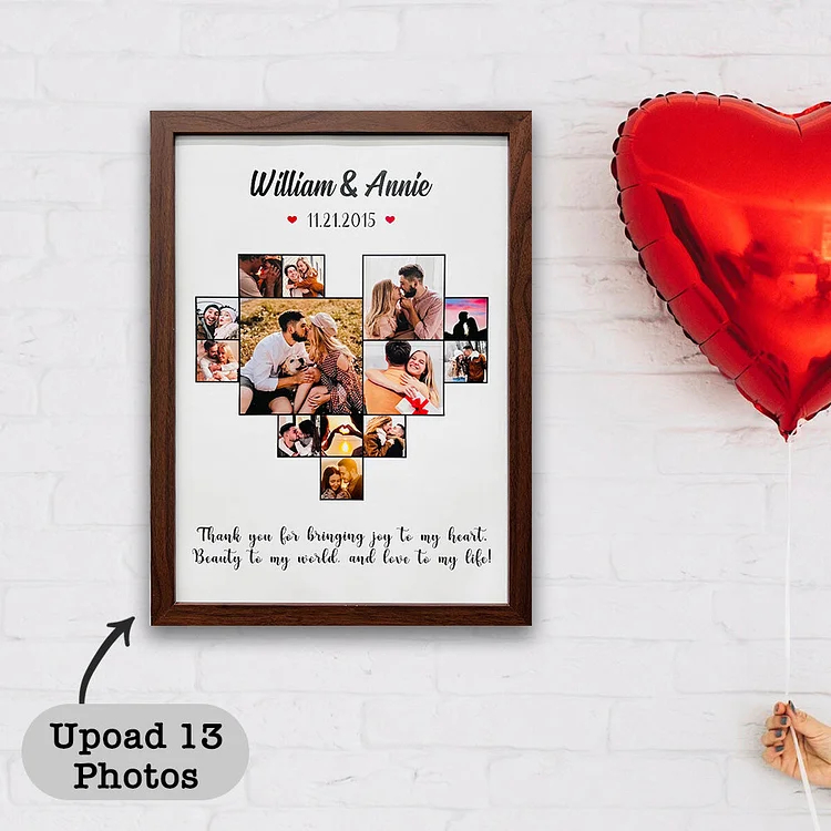 Custom Heart Photo Frame, Heart Love Collage Anniversary Gift
