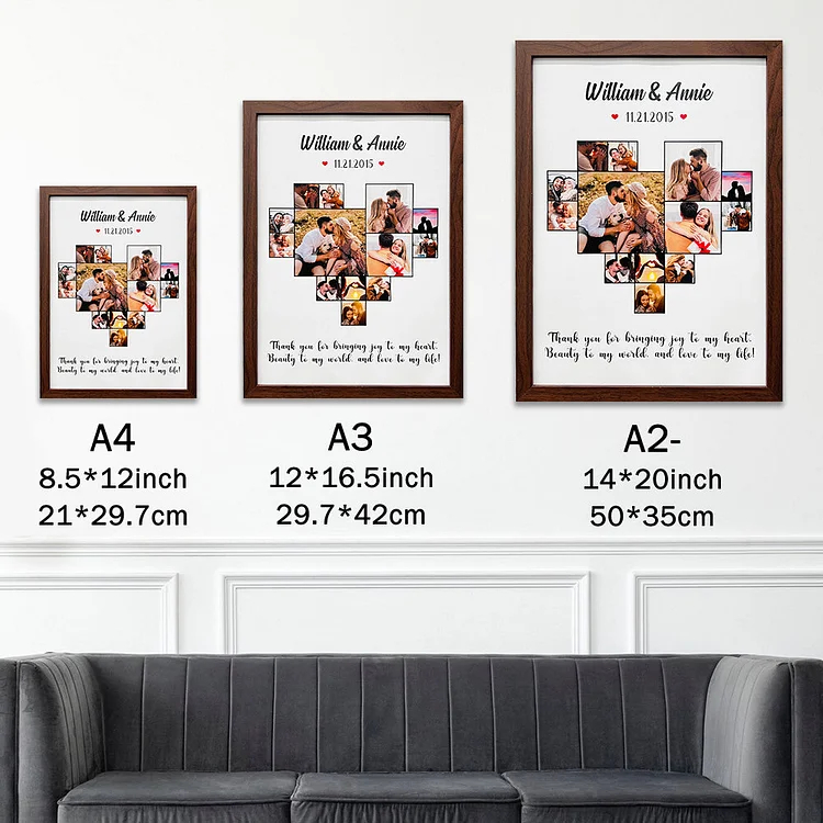 Custom Heart Photo Frame, Heart Love Collage Anniversary Gift
