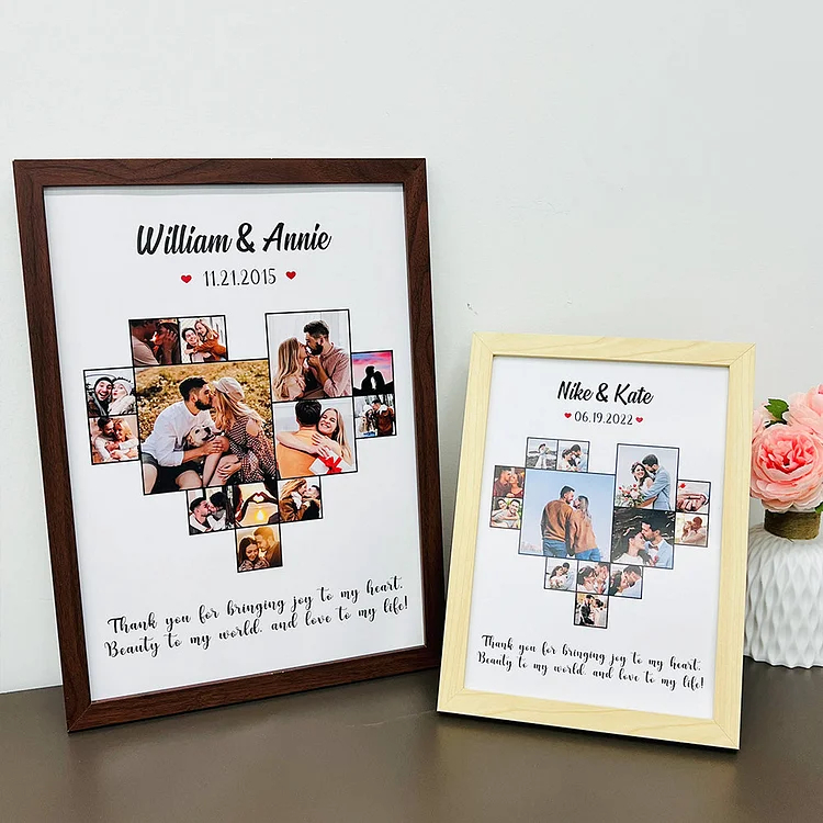 Custom Heart Photo Frame, Heart Love Collage Anniversary Gift