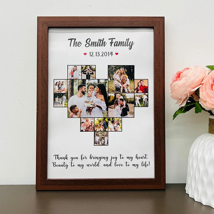 Custom Heart Photo Frame, Heart Love Collage Anniversary Gift