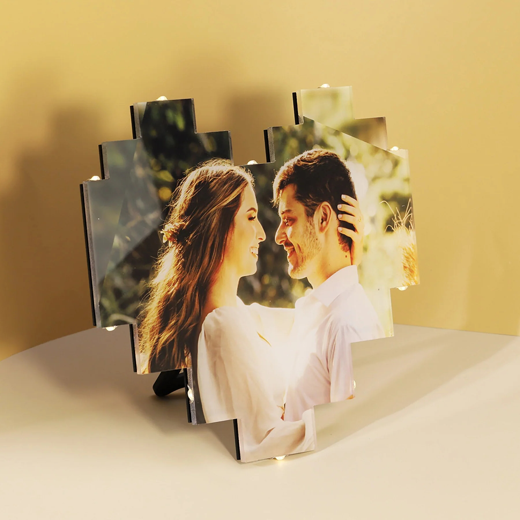 Custom Heart Shape Photo Collage Lamp with Your Photos