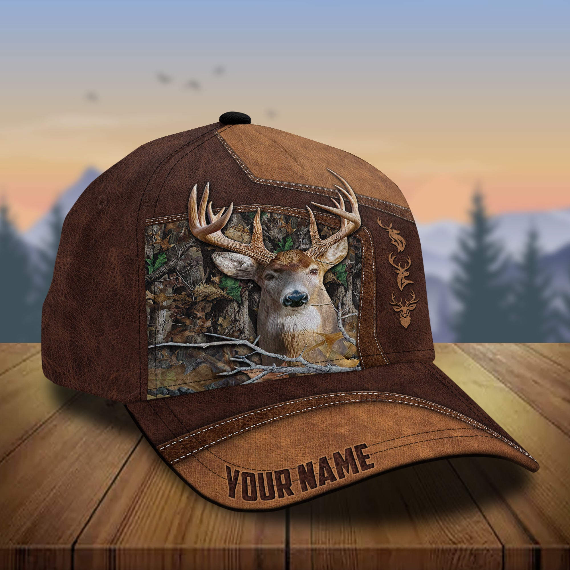 Customized Brown Deer Hunting 3D Classic Hat, Hunting Camouflage Hats