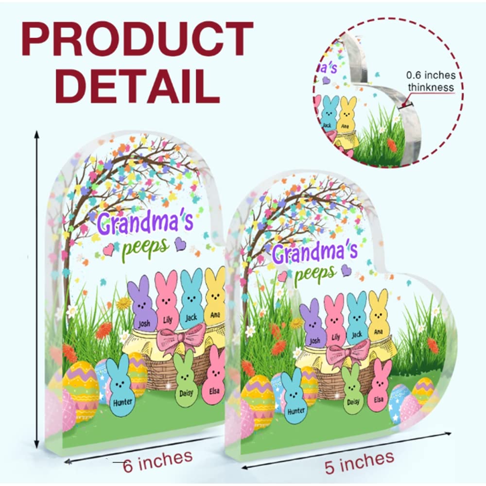 Personalized Heart-Shaped Acrylic Plaque, Grandma Easter Day, My Favourite Peeps Nana Easter Day Decor