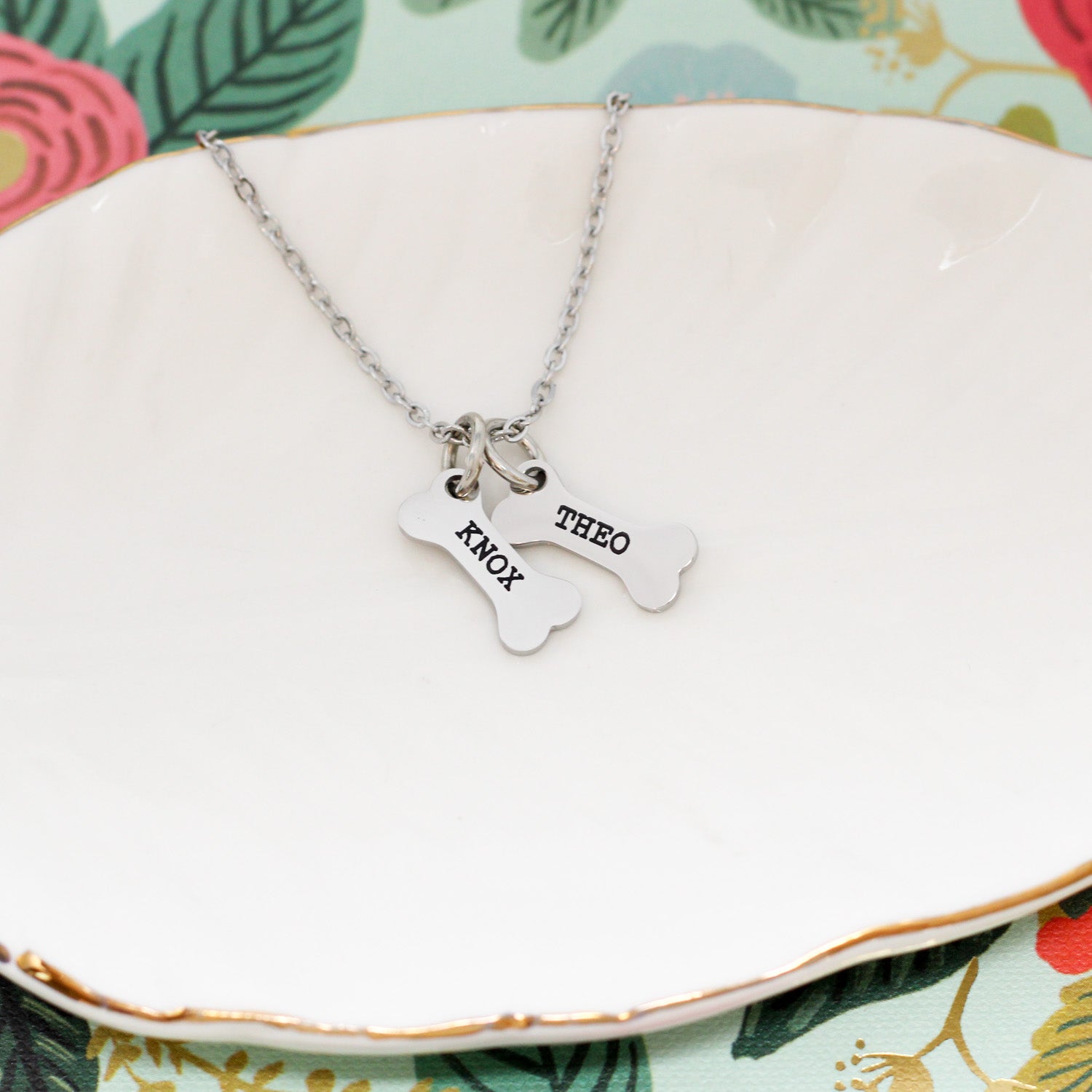 Personalized Dog Bone Name Necklace
