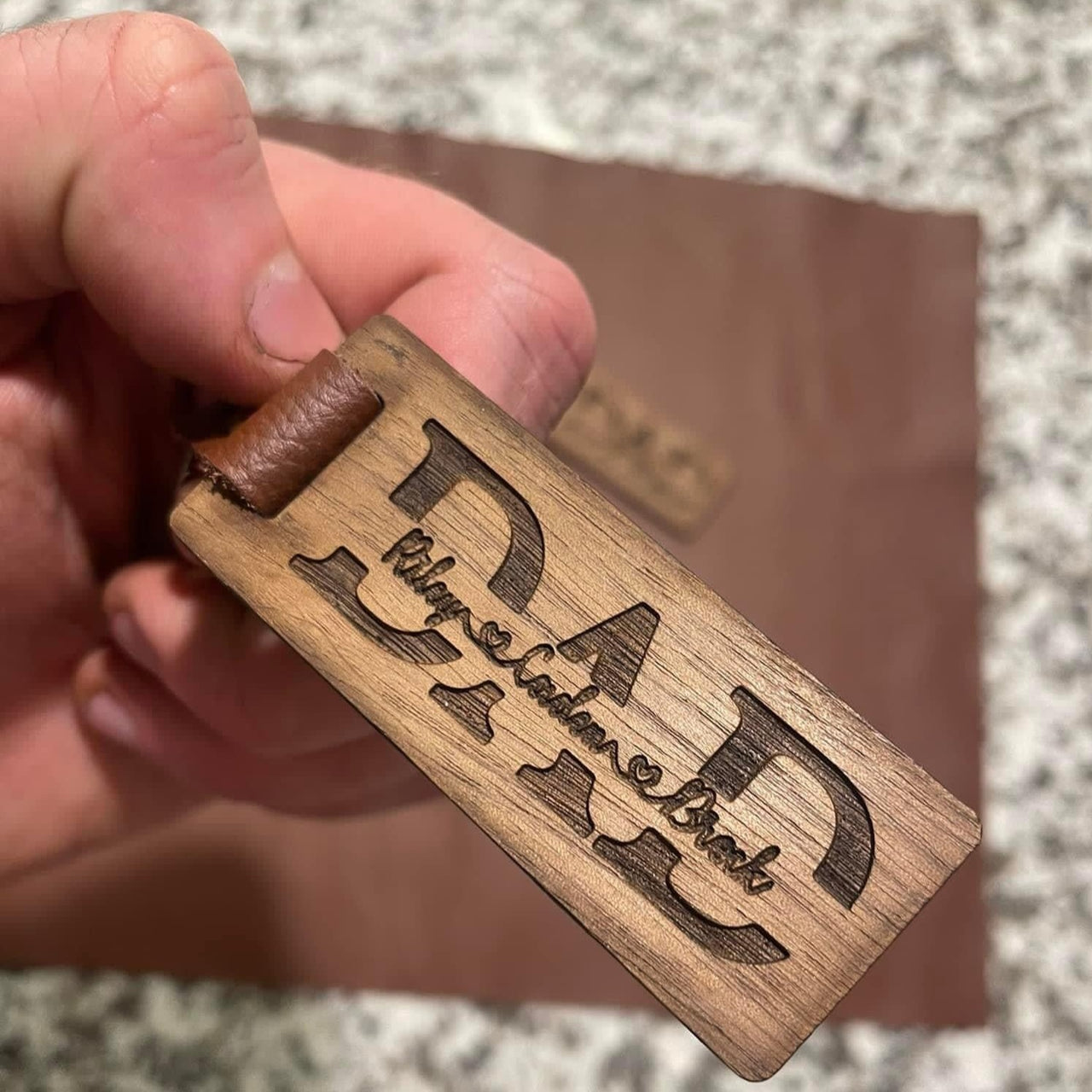 Perfect Gift For Dad - Custom Walnut Wood Key Chain