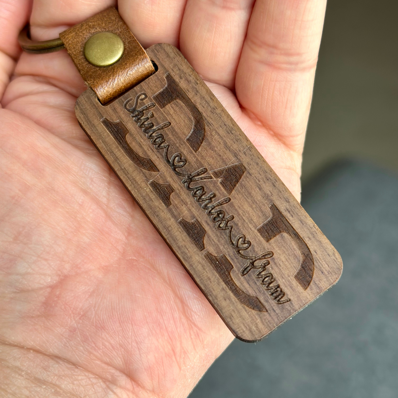 Perfect Gift For Dad - Custom Walnut Wood Key Chain