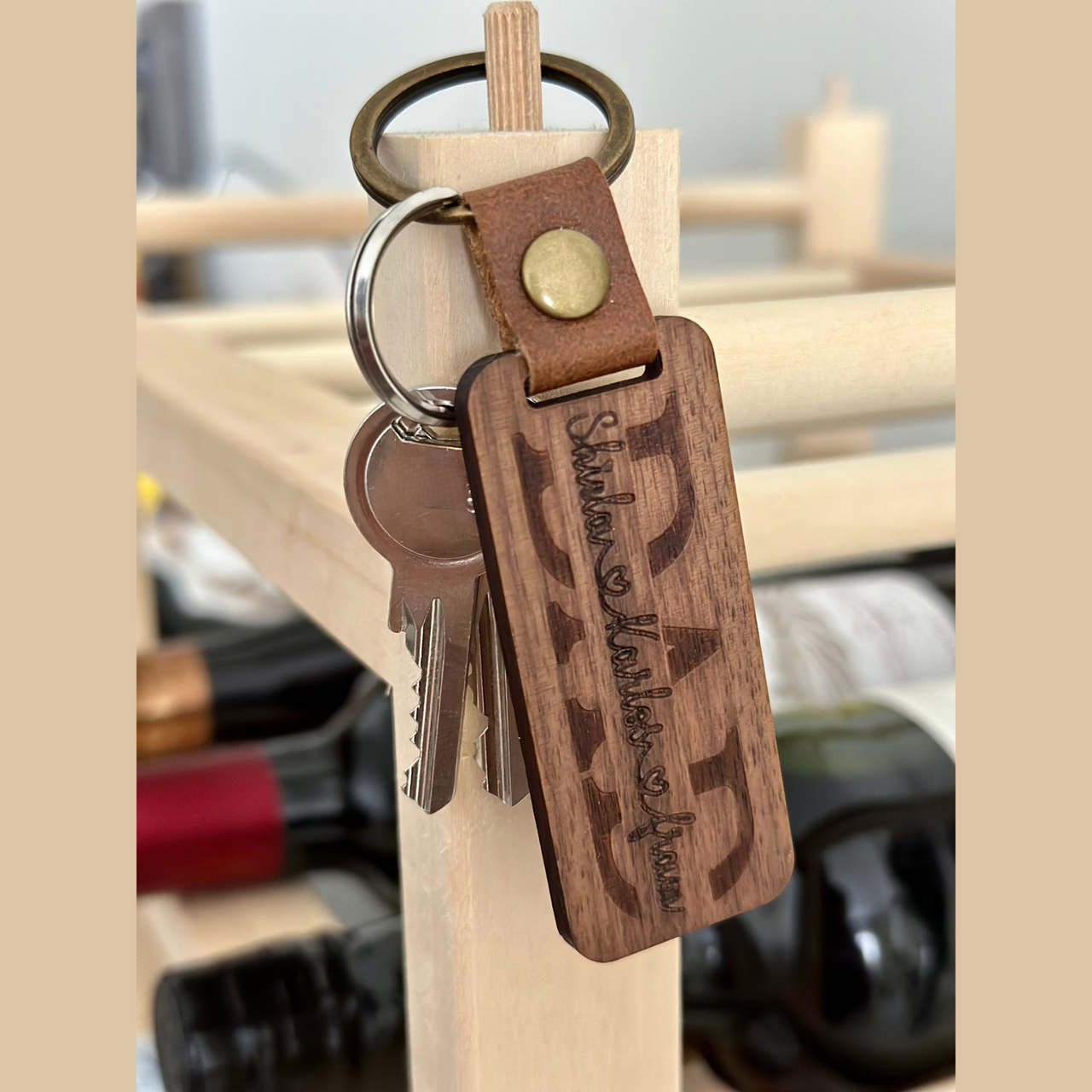 Perfect Gift For Dad - Custom Walnut Wood Key Chain