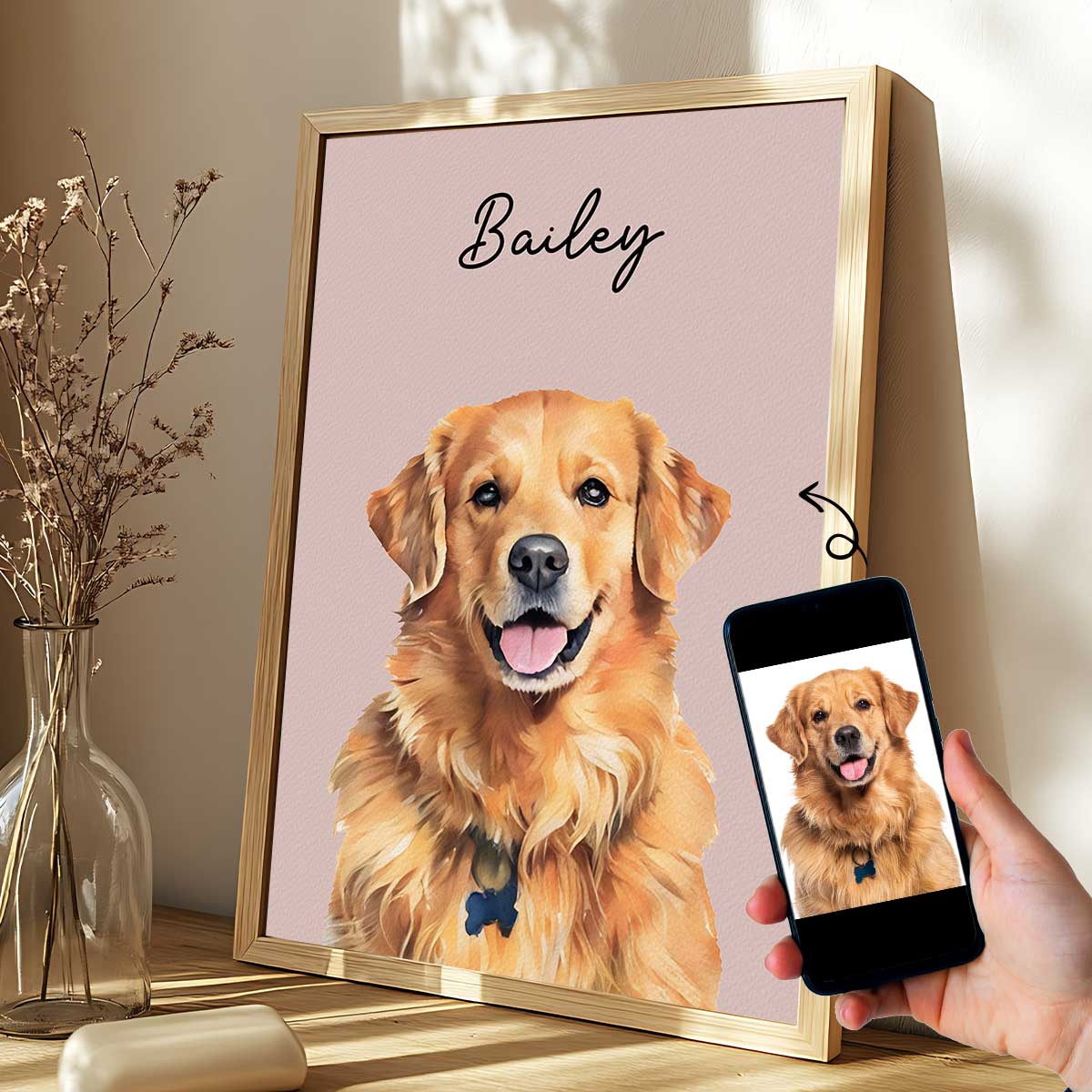 Personalized Watercolor Pet Portrait Poster From Photo, Gift For Pet Owners, New Pet Gift, Pet Memorial Gift