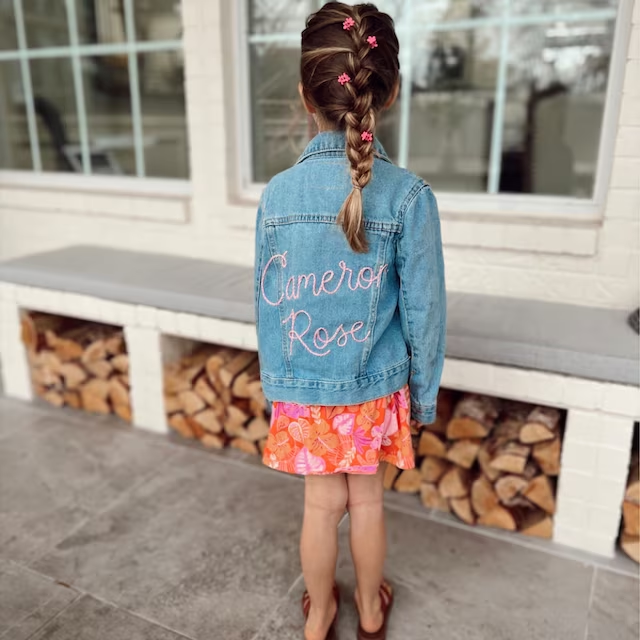 Personalized Hand Embroidery Kids Denim Jacket