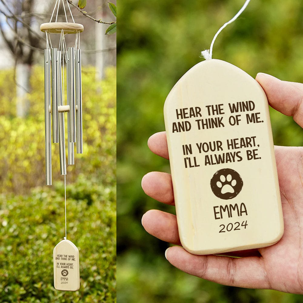 Hear The Wind And Think Of Me Dog Cat Memorial Wind Chimes Personalized Gifts