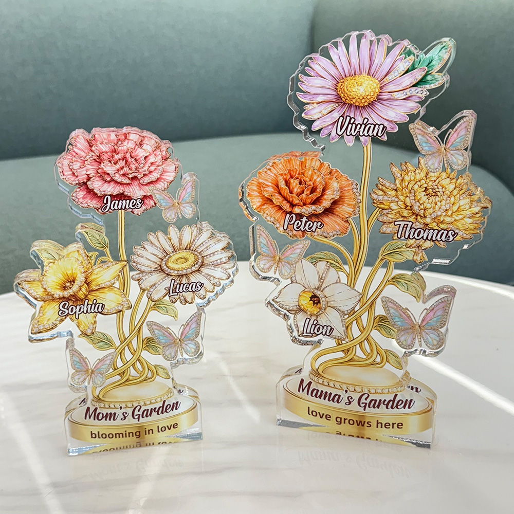 50%OFF⭐️Personalized Mom's Garden Birth Month Diamond Flower Acrylic Block Plaque