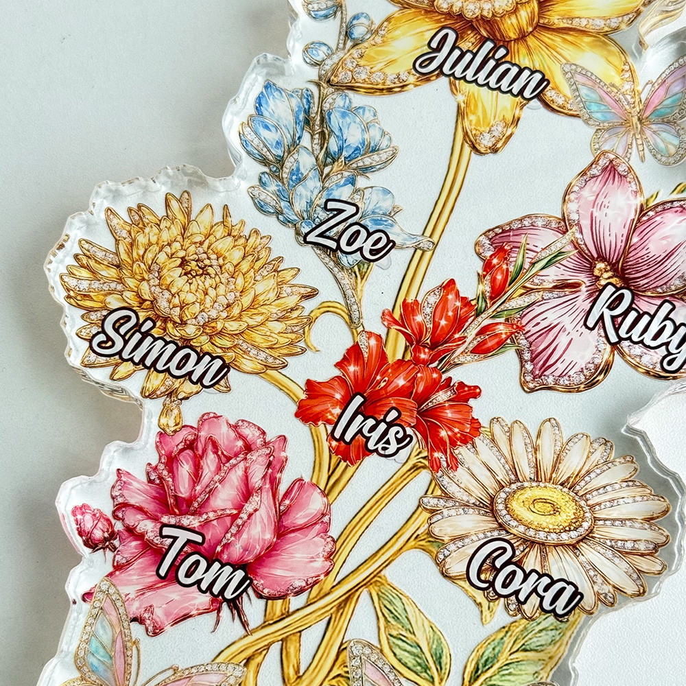 50%OFF⭐️Personalized Mom's Garden Birth Month Diamond Flower Acrylic Block Plaque