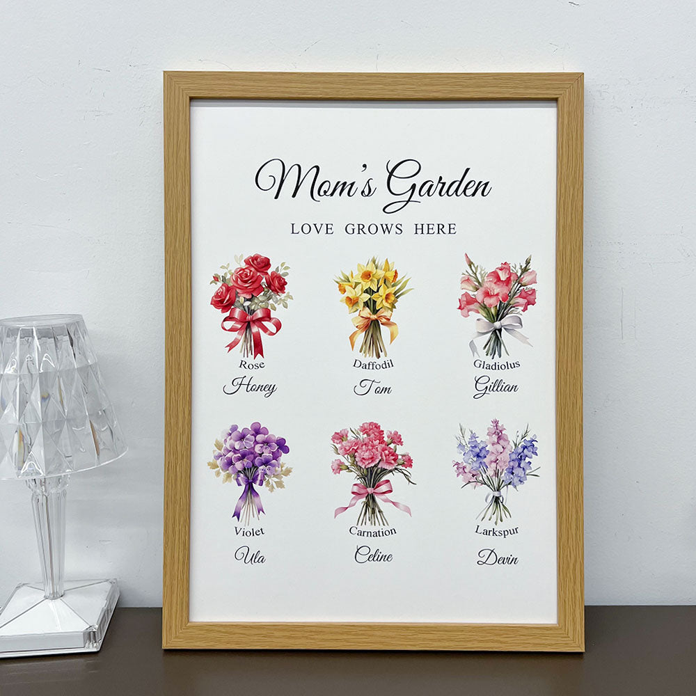 50%OFF⭐️Birth Month Flower Bouquet Names Customized Print Frame