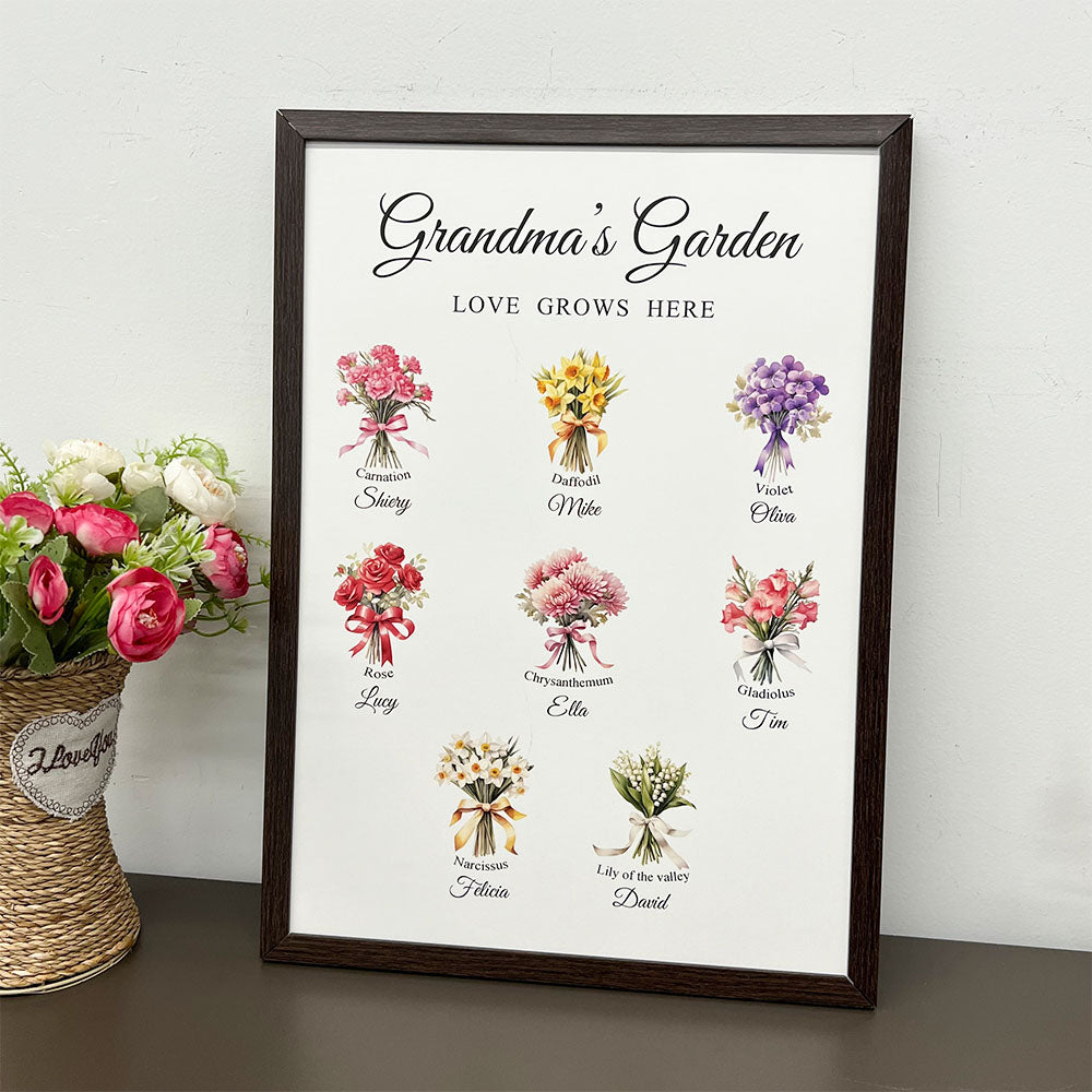 50%OFF⭐️Birth Month Flower Bouquet Names Customized Print Frame