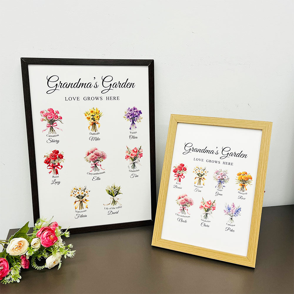 50%OFF⭐️Birth Month Flower Bouquet Names Customized Print Frame