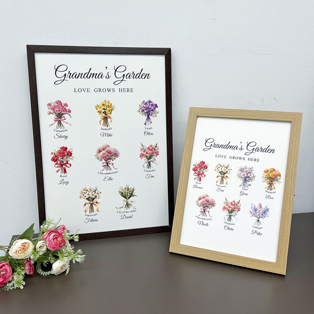 50%OFF⭐️Birth Month Flower Bouquet Names Customized Print Frame