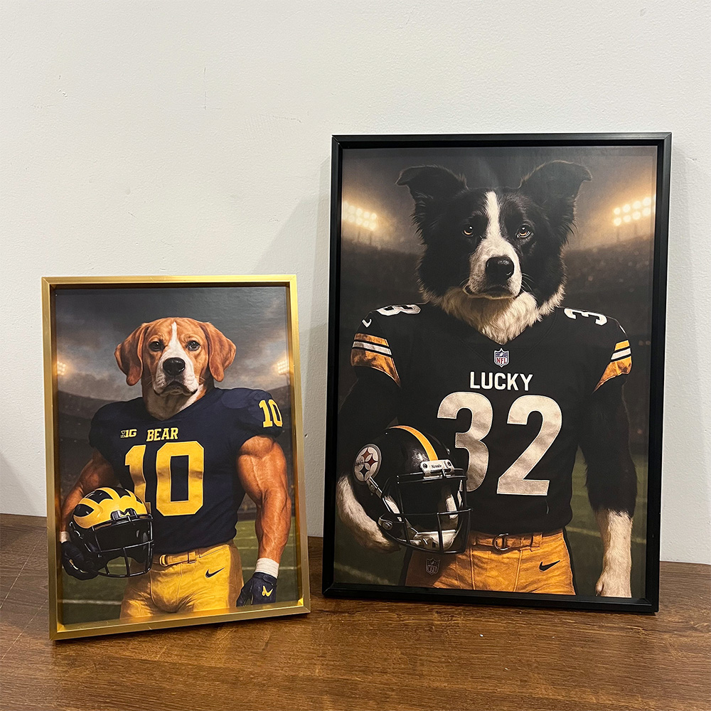 🏈Custom Pet Portrait Wall Art American Football Team NFL NCAA