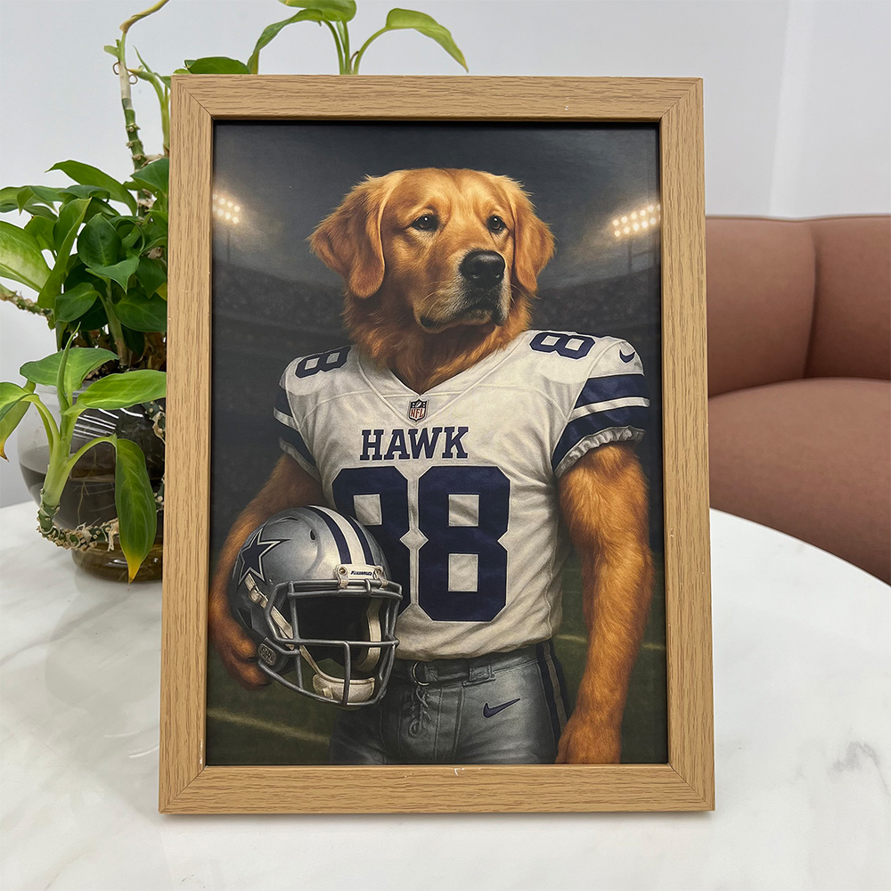 🏈Custom Pet Portrait Wall Art American Football Team NFL NCAA