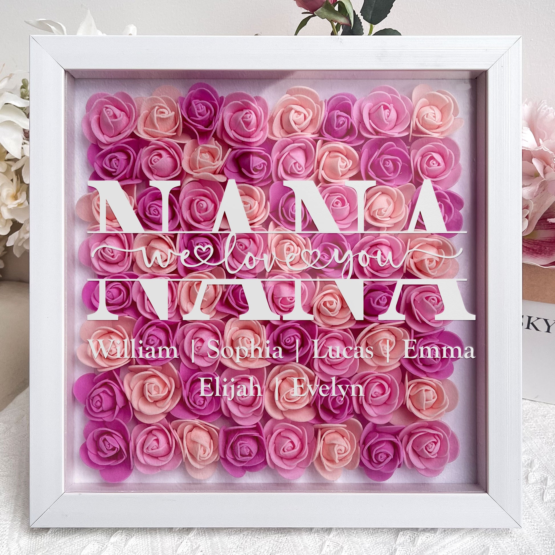 Personalized Mom Flower Shadow Box With Name For Mother's Day