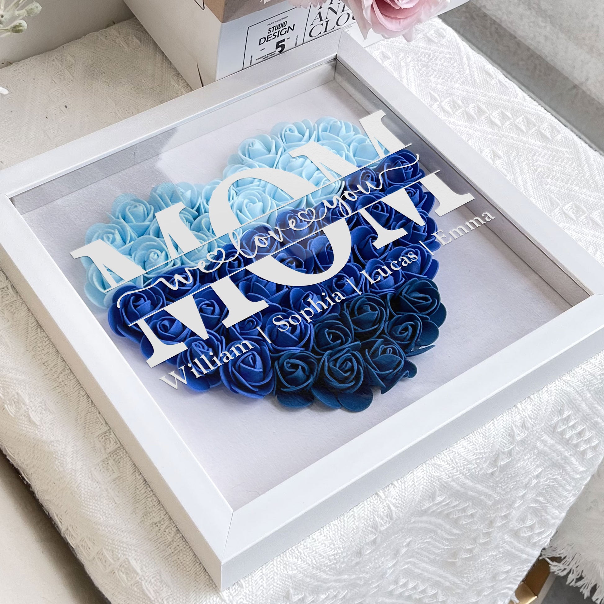 Personalized Mom Flower Shadow Box With Name For Mother's Day