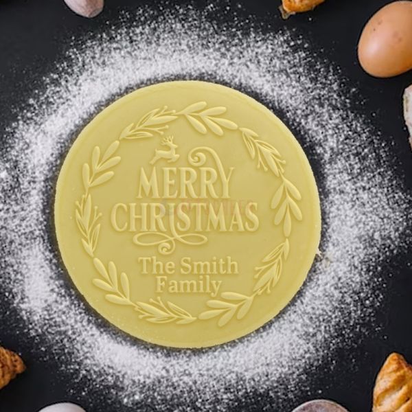 Personalized Christmas Wreath Design Cookie Stamp Family Cookie