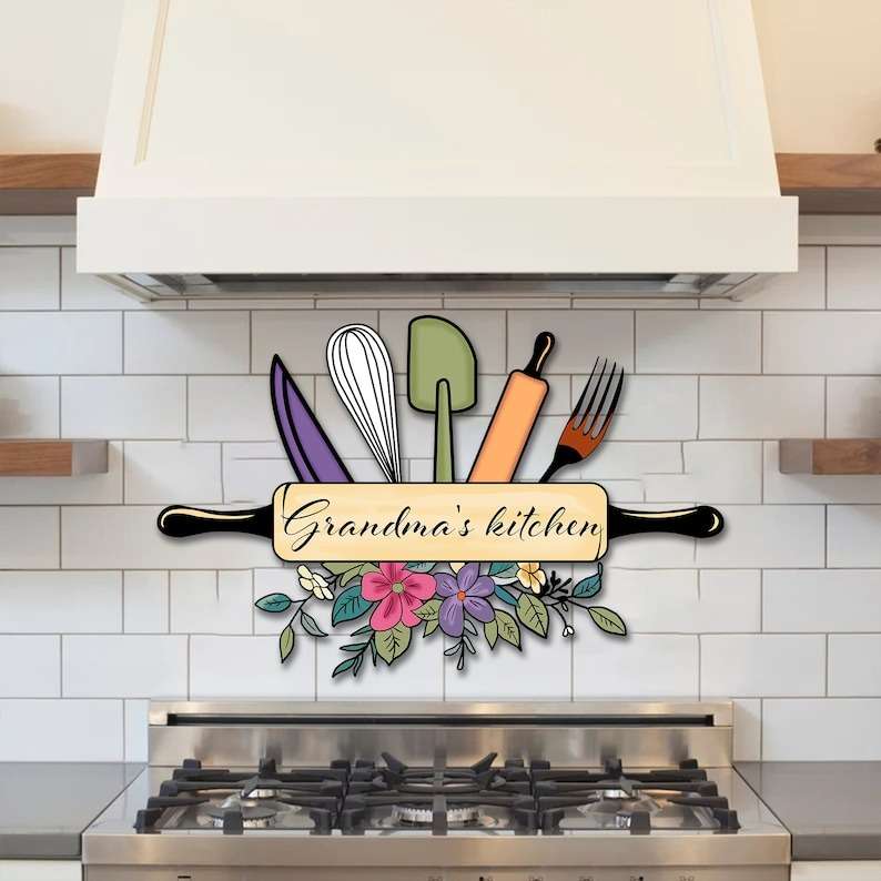 Personalized Grandmas Kitchen Sign Kitchen Dining Room Decor Custom Metal Sign 1