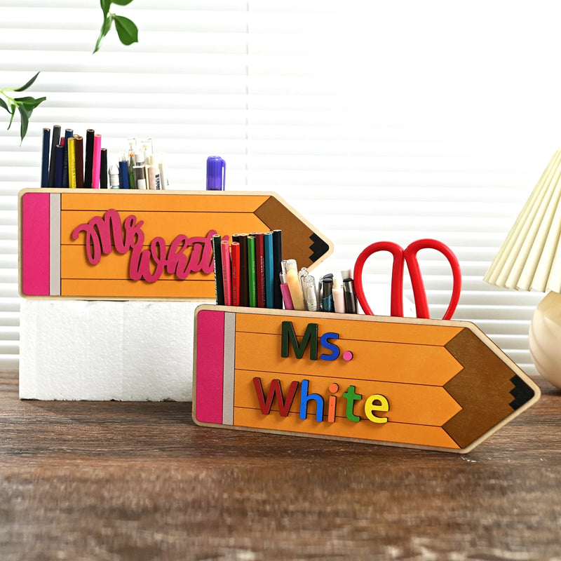 Personalized Pencil Holder, Custom Desk Organizer For Teacher's Gift