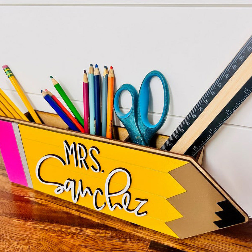 Personalized Pencil Holder, Custom Desk Organizer For Teacher's Gift