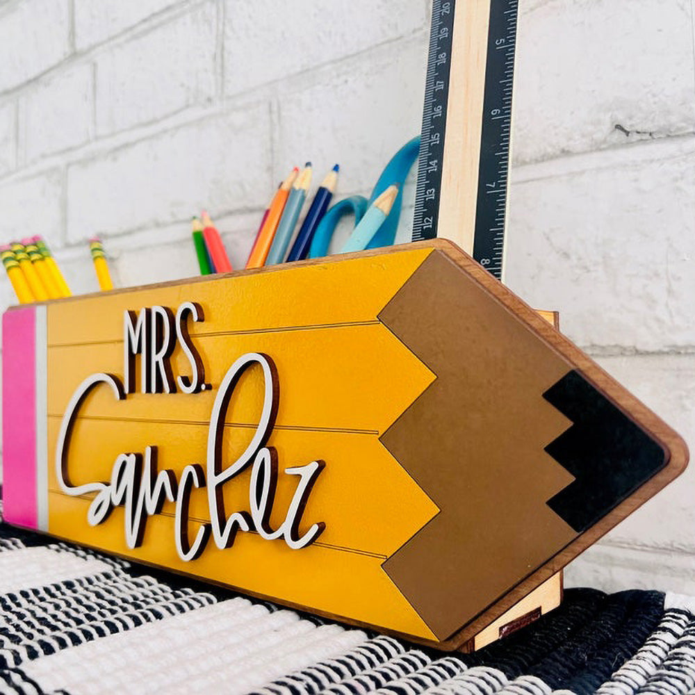 Personalized Pencil Holder, Custom Desk Organizer For Teacher's Gift