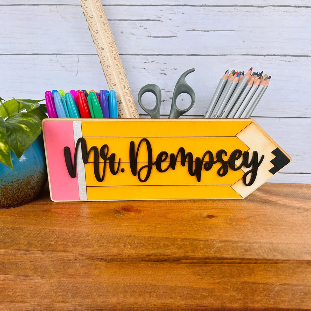Personalized Pencil Holder, Custom Desk Organizer For Teacher's Gift