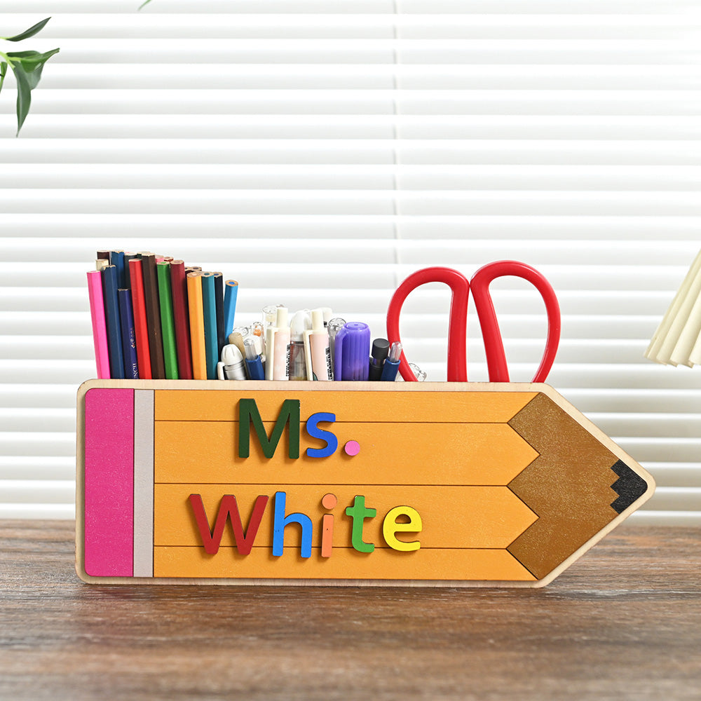 Personalized Pencil Holder, Custom Desk Organizer For Teacher's Gift
