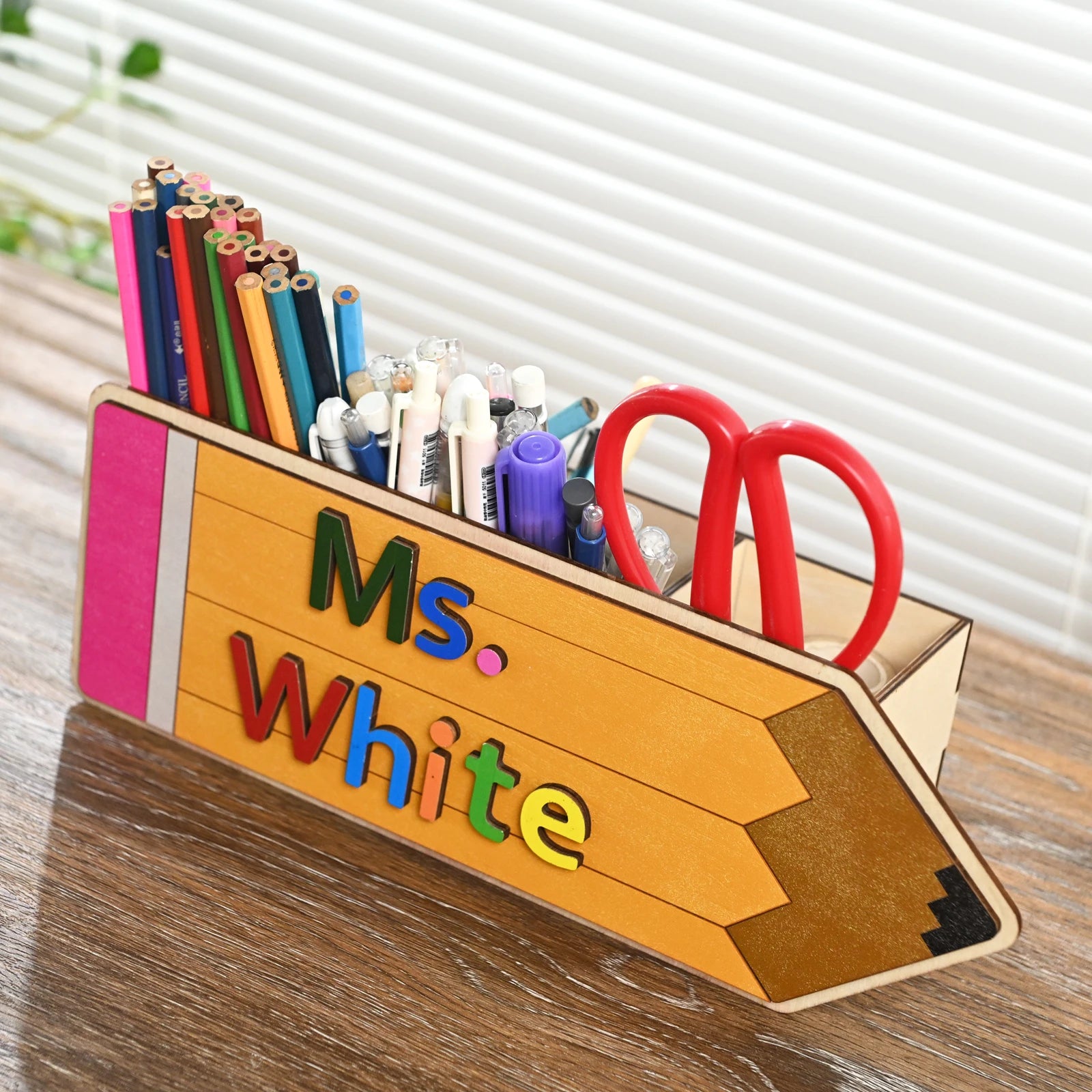 Personalized Pencil Holder, Custom Desk Organizer For Teacher's Gift