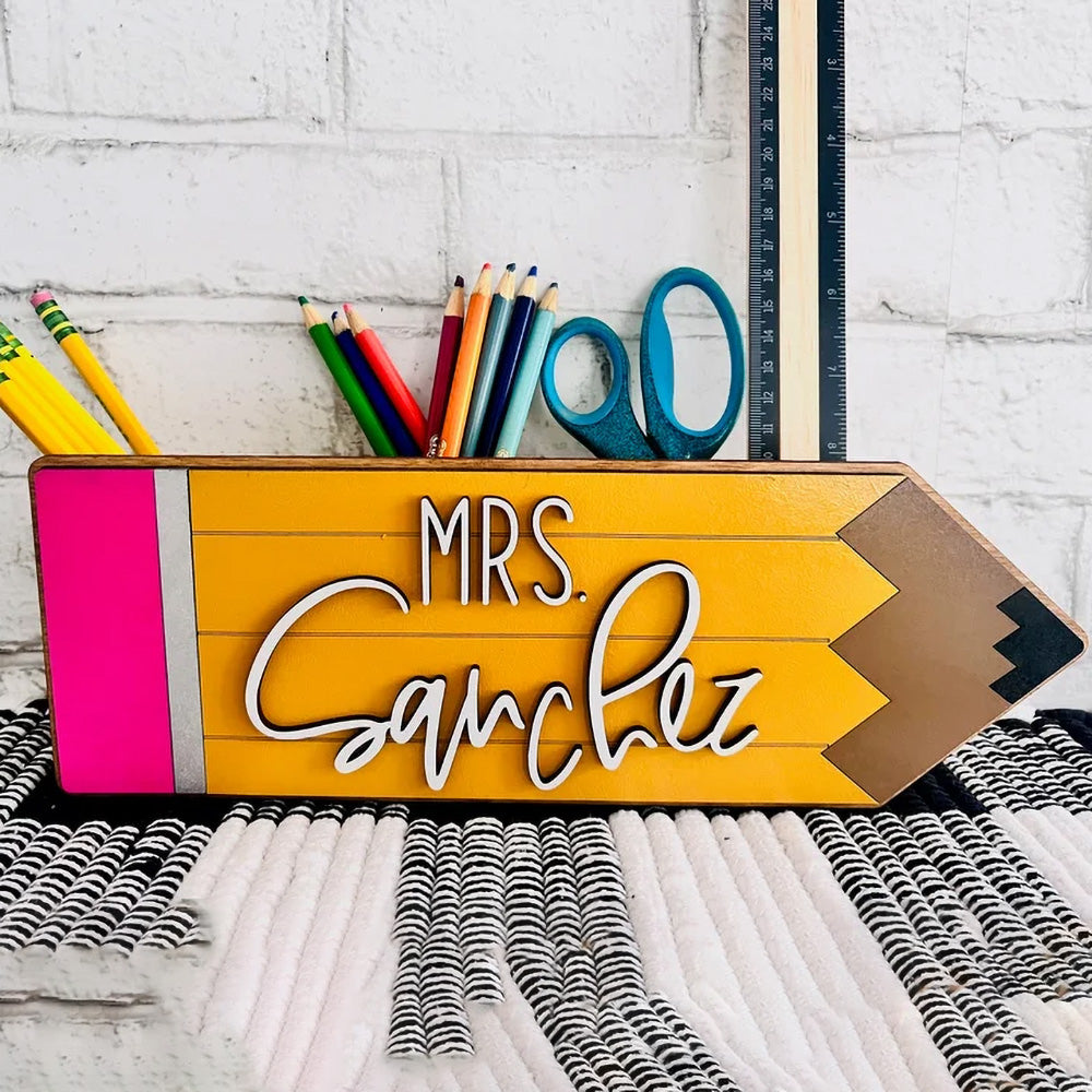Personalized Pencil Holder, Custom Desk Organizer For Teacher's Gift