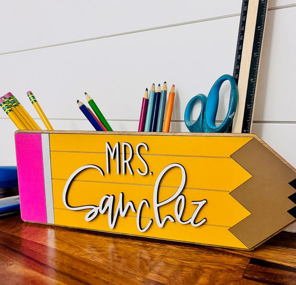 Personalized Pencil Holder, Custom Desk Organizer For Teacher's Gift