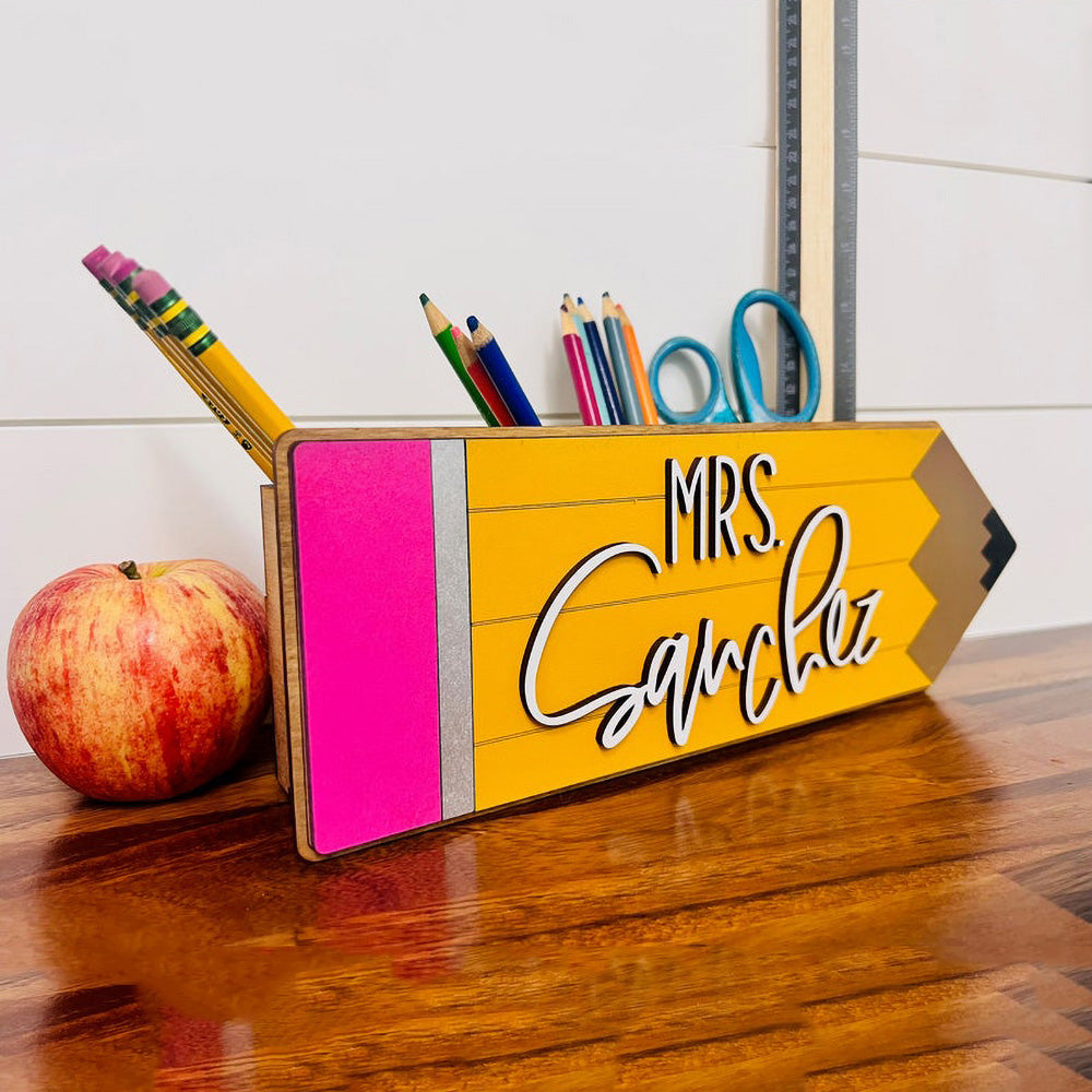 Personalized Pencil Holder, Custom Desk Organizer For Teacher's Gift