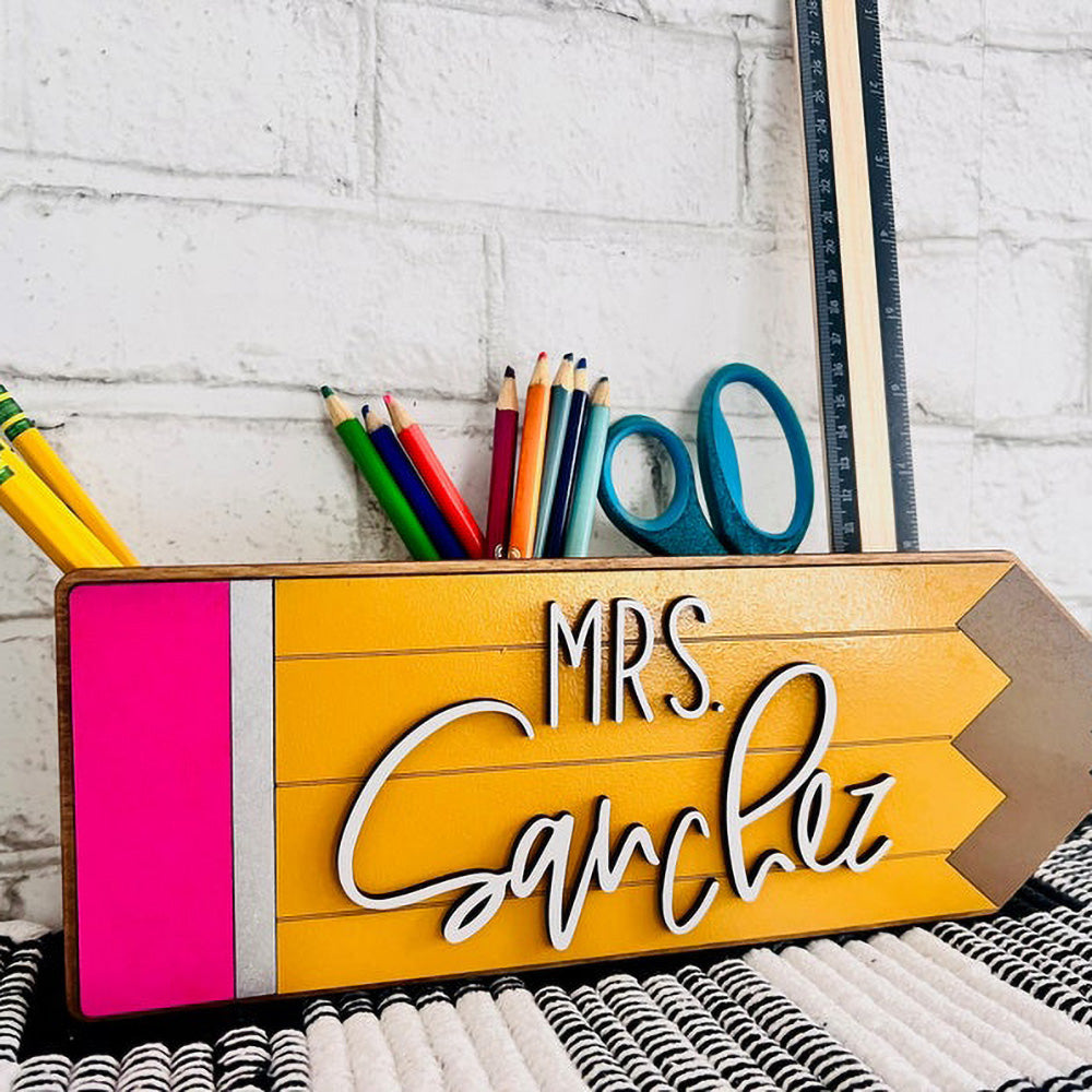 Personalized Pencil Holder, Custom Desk Organizer For Teacher's Gift