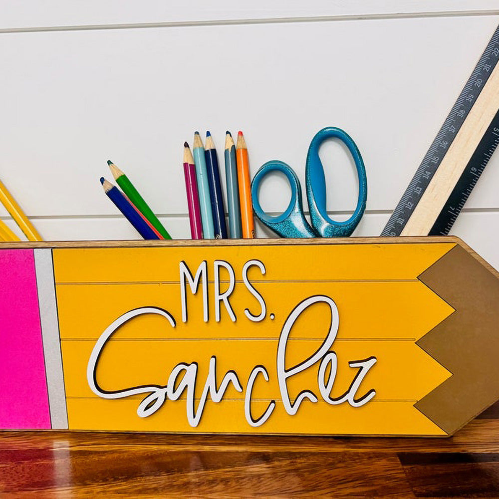 Personalized Pencil Holder, Custom Desk Organizer For Teacher's Gift