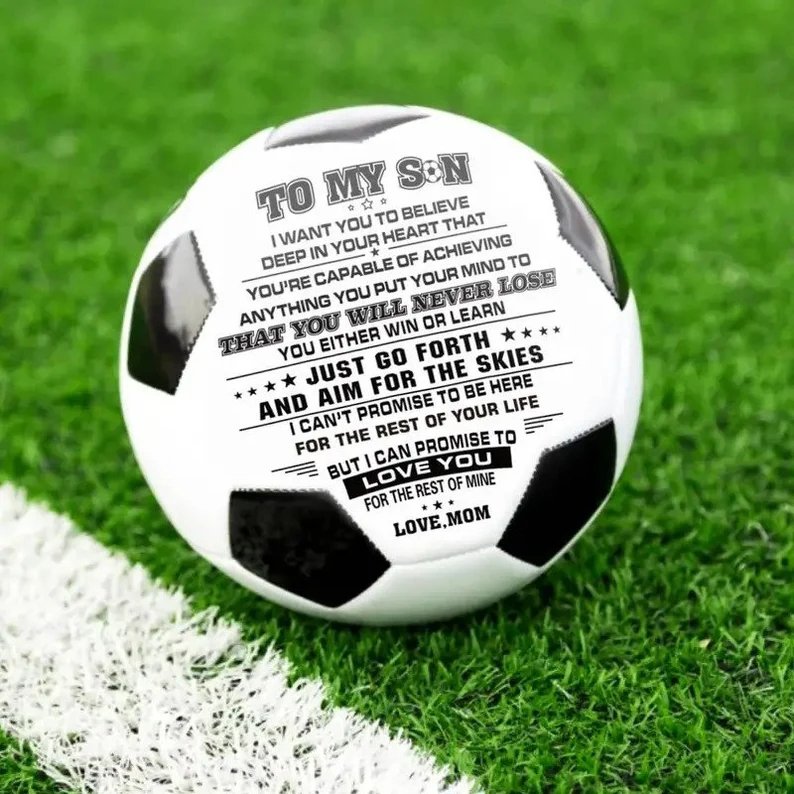 Personalized Printed Soccer Ball Football For My Son, Birthday Christmas Graduation Gift For Son From Dad, Perfect For Outdoor & Indoor Match Or Game，Size 5