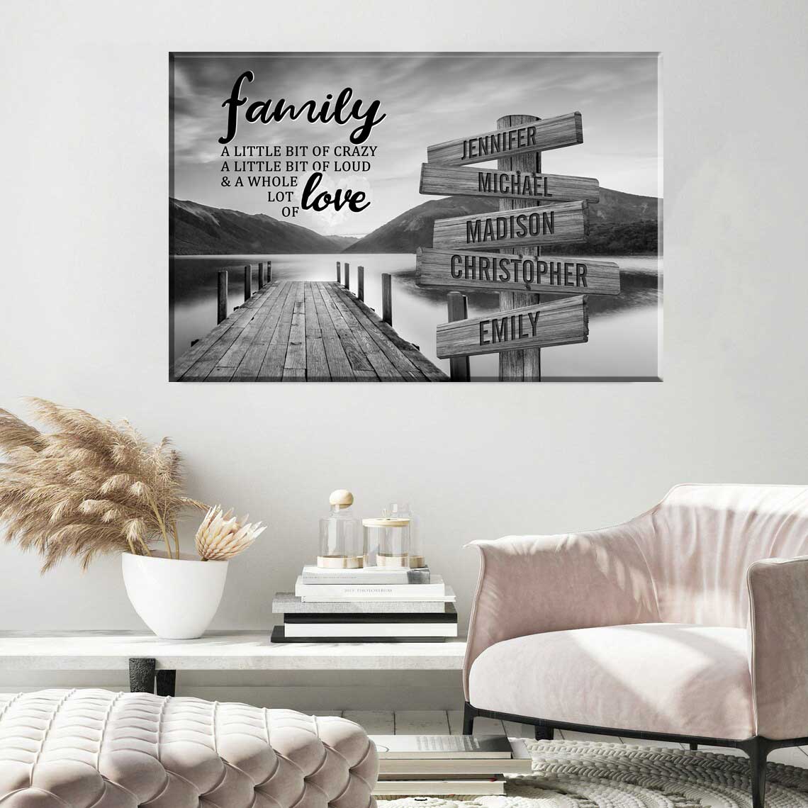 River Pier A Little Whole Lot of Love Multi-Names Premium Canvas