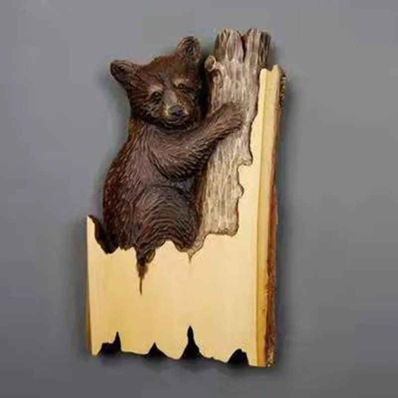 Animal Carving Handcraft Wall Hanging Sculpture Wood