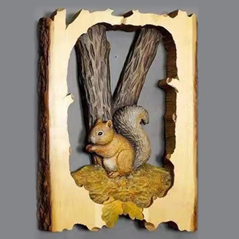 Animal Carving Handcraft Wall Hanging Sculpture Wood