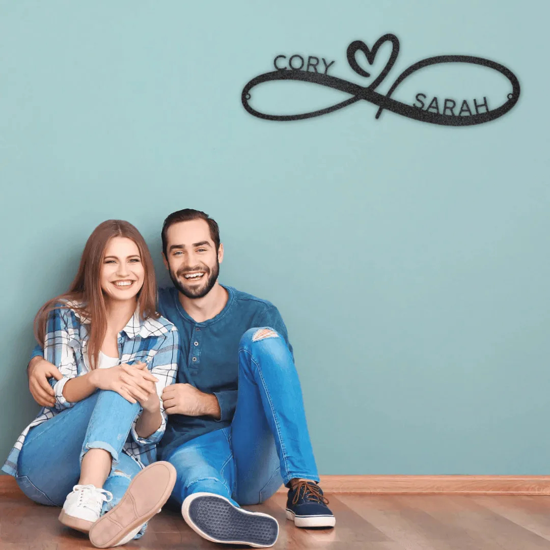 Personalized Infinity Heart Metal Name Sign for Your Love & Anniversary Gift