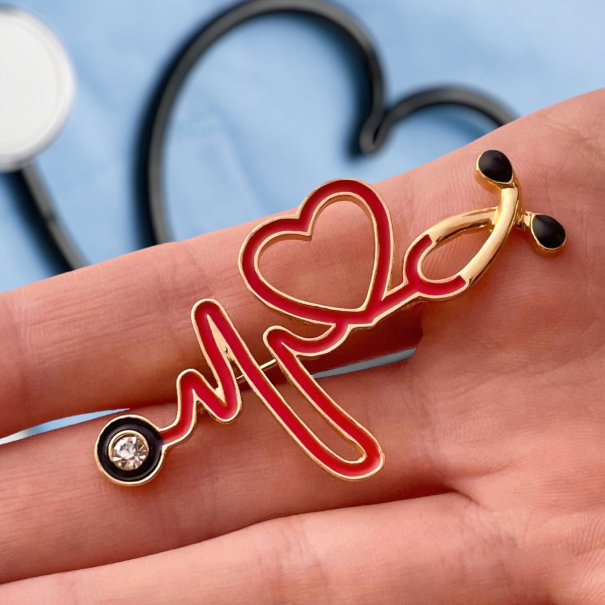 Stethoscope Heartbeat Pin