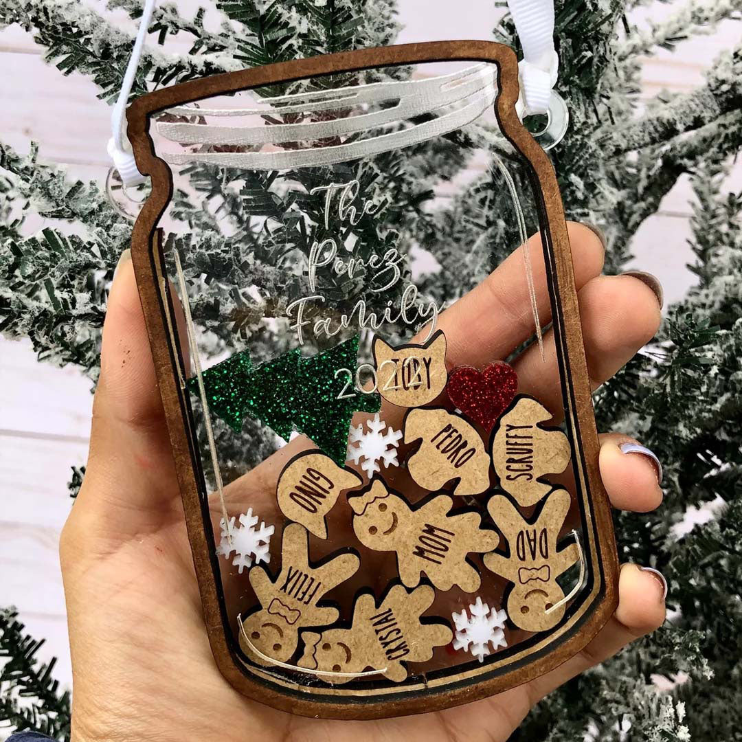 Personalized Family Gingerbread Mason Jar, Christmas Ornament 2023