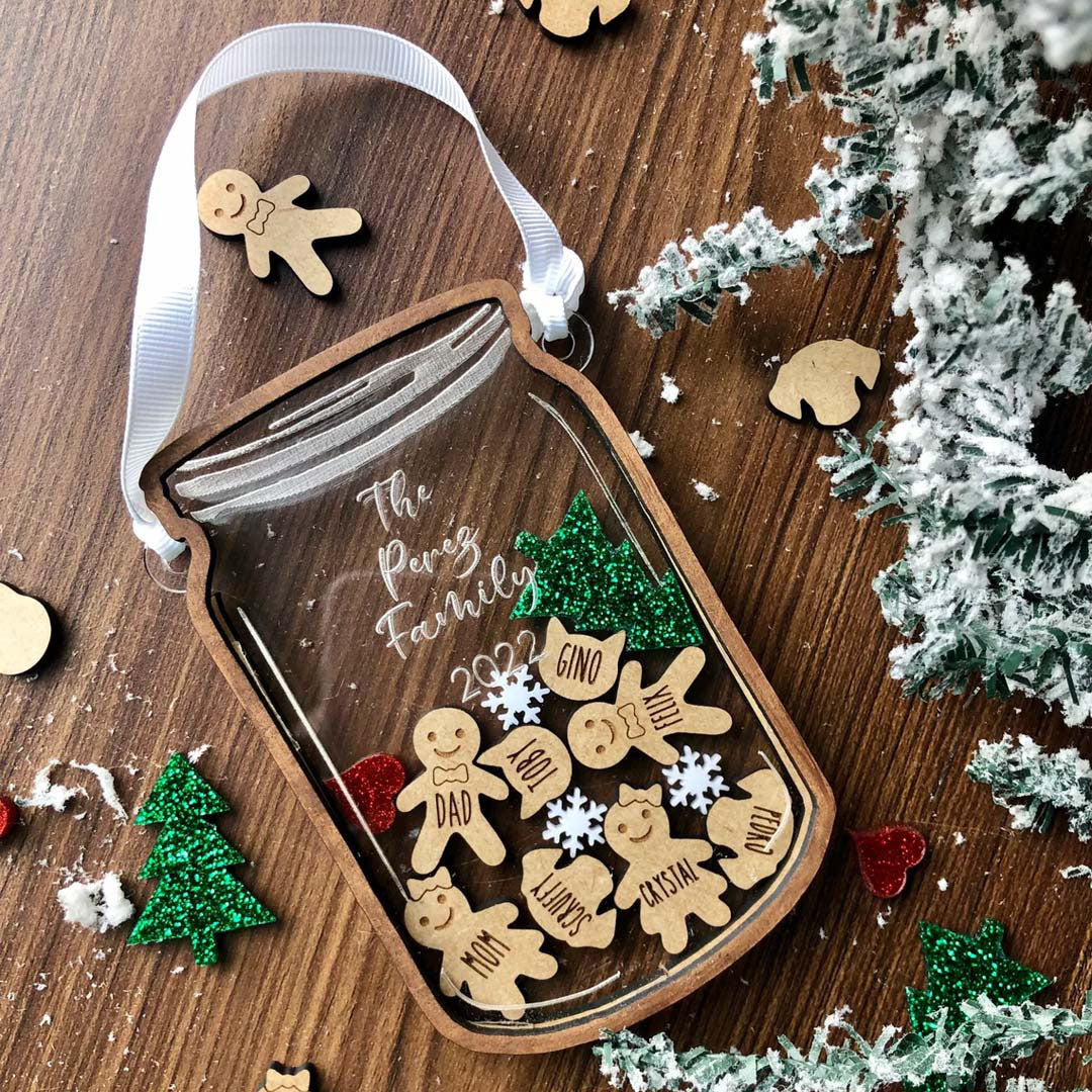 Personalized Family Gingerbread Mason Jar, Christmas Ornament 2023