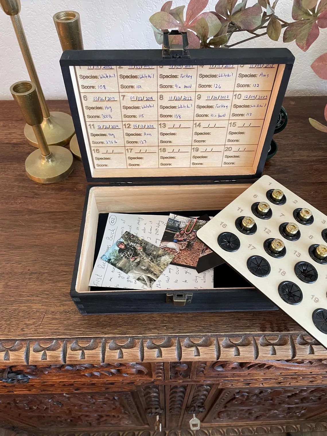 Personalized Handcrafted Solid Wood Hunting Memory Box