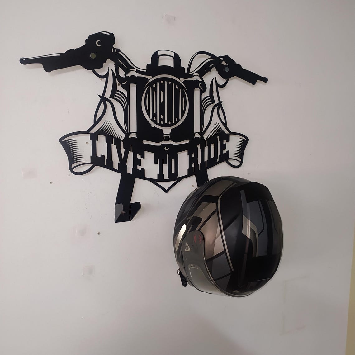 Custom Metal Jacket & Helmet Holder, Harley Davidson Gift for Him